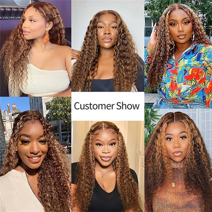 Deep Wave Honey Blonde Glueless Wig Human Hair Ready To Wear And Go Pre Plucked 13x6 Hd Water Curly Lace Frontal Wig For Women