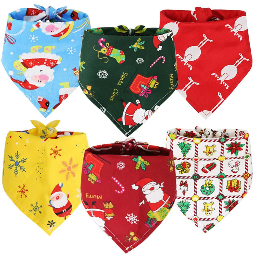 Christmas Dog Bandanas Christmas Tree and Santa Claus Dog Scarf for Boys and Girls Holiday Bandana for Cats Xmas Pet Accessories