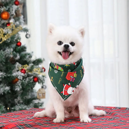 Christmas Dog Bandanas Christmas Tree and Santa Claus Dog Scarf for Boys and Girls Holiday Bandana for Cats Xmas Pet Accessories