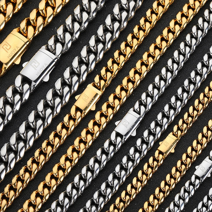 NUOYA Joyería de rapero moderna Collar de hip hop Diseño personalizado Collar de cadena cubana para hombres y mujeres Logotipo personalizable