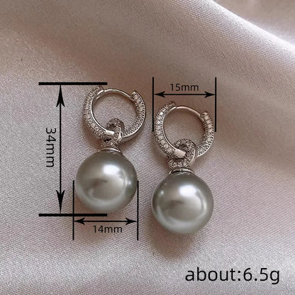 Pendientes colgantes de perlas tahitianas blancas grado AAA Fiorals, plata 925 rodiada, engaste pavé, bola, joyería de moda para mujer, boda