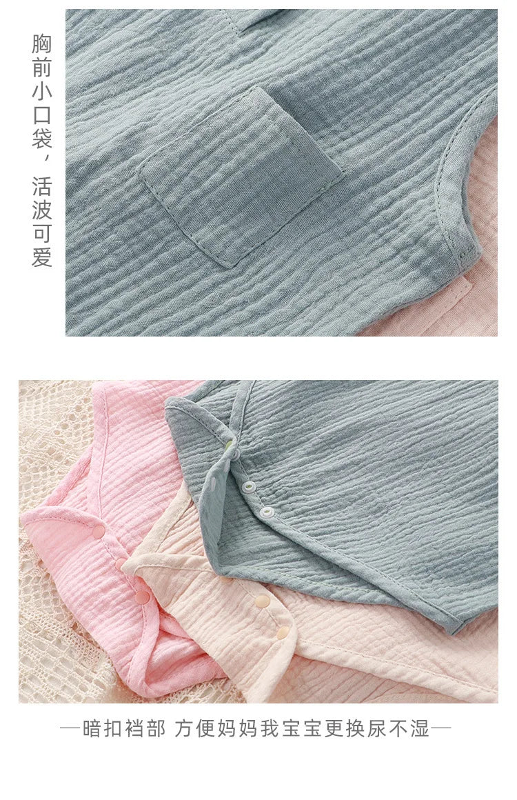 Peleles de bebé de verano 2022 para niños y niñas, body de muselina sin mangas para recién nacidos, ropa de moda para bebé, conjuntos para niños pequeños