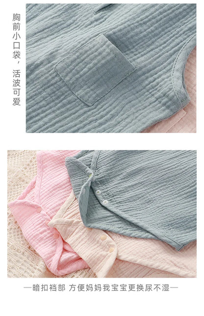 Peleles de bebé de verano 2022 para niños y niñas, body de muselina sin mangas para recién nacidos, ropa de moda para bebé, conjuntos para niños pequeños