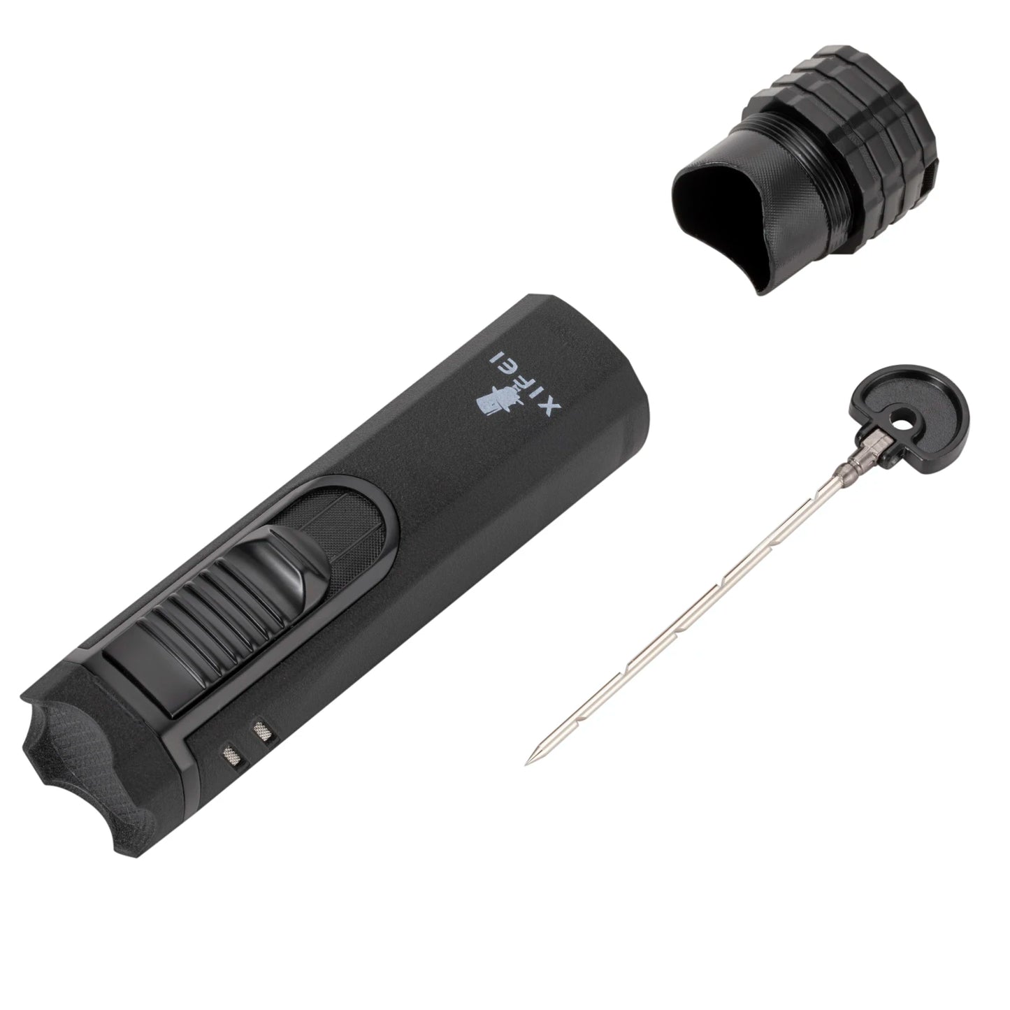 Encendedor de puros XIFEI a prueba de viento con perforador y aguja, de metal, portátil, con triple llama, multifunción, recargable, accesorios para fumadores