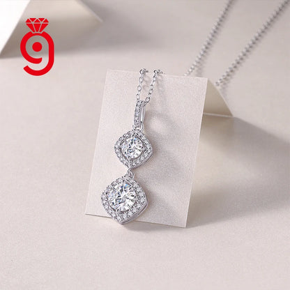 Joyería fina de plata de ley nupcial con colgante de moissanita redonda, collar con cadena de eslabones para mujer, para boda, banquete, fiesta de compromiso