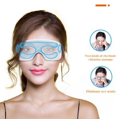 Masajeador ocular eléctrico Compresa caliente Alivio del estrés Calefacción Vibración Masaje Conectar música Relajación Cuidado ocular plegable Gafas inteligentes