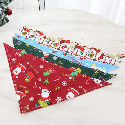 Christmas Dog Bandanas Christmas Tree and Santa Claus Dog Scarf for Boys and Girls Holiday Bandana for Cats Xmas Pet Accessories