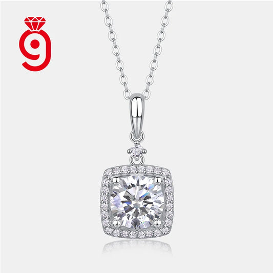 Joyería Fina Collar de Moissanita de Plata Esterlina 925 Joyería de Boda 2Ct Color D VVS1 Colgante con Cadena para Mujer