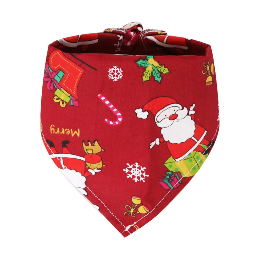 Christmas Dog Bandanas Christmas Tree and Santa Claus Dog Scarf for Boys and Girls Holiday Bandana for Cats Xmas Pet Accessories