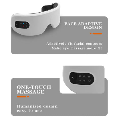Masajeador ocular eléctrico Compresa caliente Alivio del estrés Calefacción Vibración Masaje Conectar música Relajación Cuidado ocular plegable Gafas inteligentes