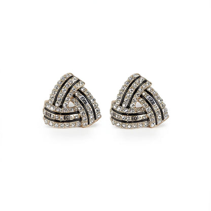Aretes de oro laminado geométricos con pedrería de cristal, palabra "Love", joyería de fiesta de moda para mujer