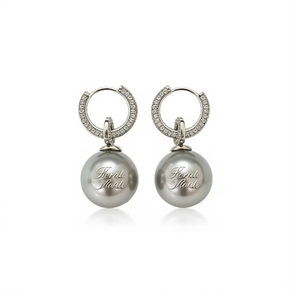 Pendientes colgantes de perlas tahitianas blancas grado AAA Fiorals, plata 925 rodiada, engaste pavé, bola, joyería de moda para mujer, boda