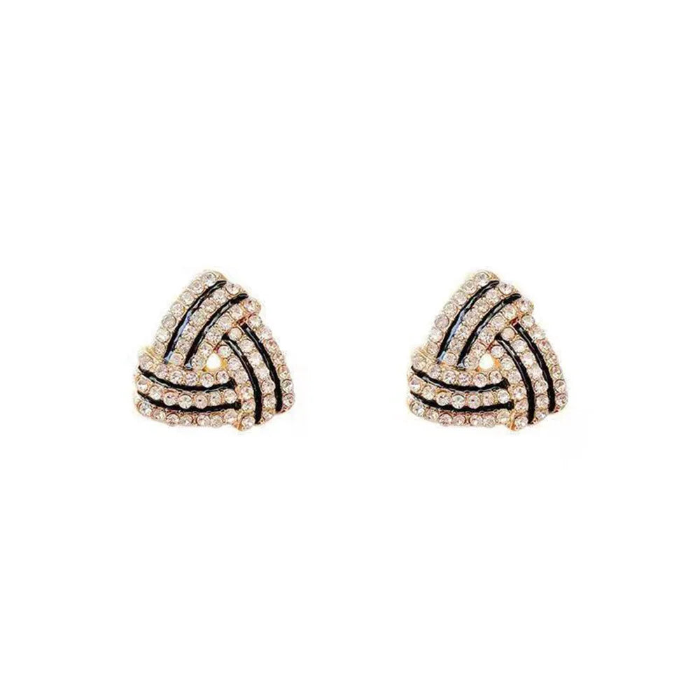 Aretes de oro laminado geométricos con pedrería de cristal, palabra "Love", joyería de fiesta de moda para mujer