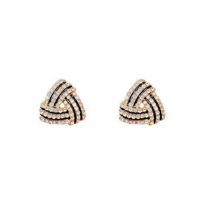 Aretes de oro laminado geométricos con pedrería de cristal, palabra "Love", joyería de fiesta de moda para mujer