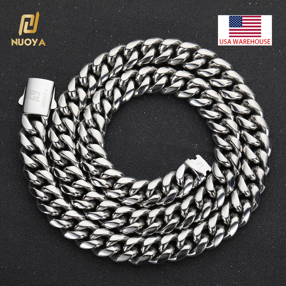 NUOYA Joyería de rapero moderna Collar de hip hop Diseño personalizado Collar de cadena cubana para hombres y mujeres Logotipo personalizable