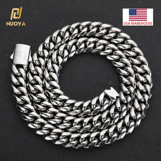 NUOYA Trendy Rapper Jewelry Hip Hop Necklace Personalized Design Cuban Link Chain Necklace for Men and Women Customizable Logo