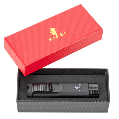 Encendedor de puros XIFEI a prueba de viento con perforador y aguja, de metal, portátil, con triple llama, multifunción, recargable, accesorios para fumadores