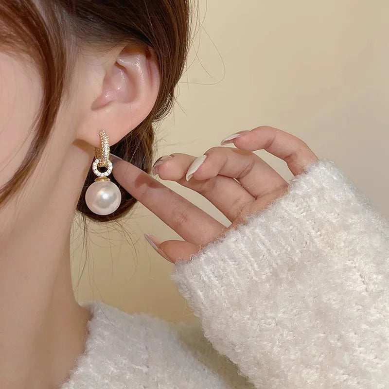 Pendientes colgantes de perlas tahitianas blancas grado AAA Fiorals, plata 925 rodiada, engaste pavé, bola, joyería de moda para mujer, boda