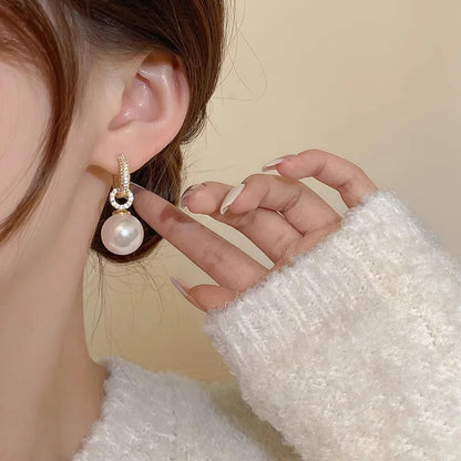 Pendientes colgantes de perlas tahitianas blancas grado AAA Fiorals, plata 925 rodiada, engaste pavé, bola, joyería de moda para mujer, boda