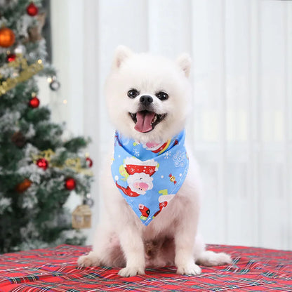 Christmas Dog Bandanas Christmas Tree and Santa Claus Dog Scarf for Boys and Girls Holiday Bandana for Cats Xmas Pet Accessories