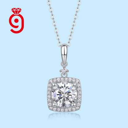 Fine Jewelry 925 Sterling Silver Wedding Jewelry Moissanite Necklace 2Ct D Color VVS1 Pendant Women Link Chain Necklace