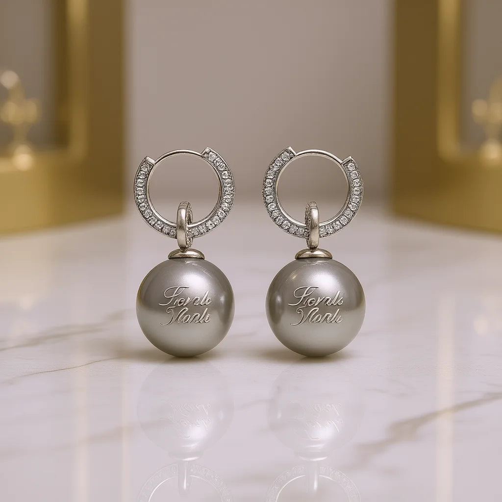 Pendientes colgantes de perlas tahitianas blancas grado AAA Fiorals, plata 925 rodiada, engaste pavé, bola, joyería de moda para mujer, boda