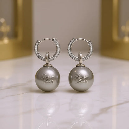 Pendientes colgantes de perlas tahitianas blancas grado AAA Fiorals, plata 925 rodiada, engaste pavé, bola, joyería de moda para mujer, boda