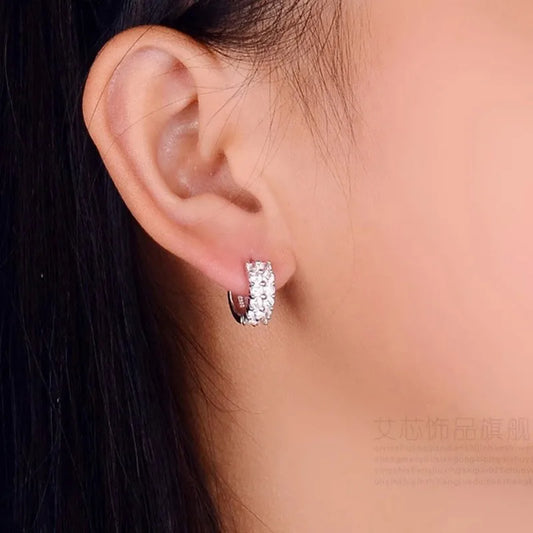 New Minimalist Small Heart Stud Earrings Crystal Silver Color Round Huggie Earrings For Women Female Brincos oorbellen