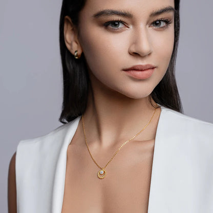 Collar de moissanita de plata 925 con colgante de círculo con cuentas de oro, piedra central de 5 mm y 0,5 ct, elegante y minimalista, joyería fina, regalo para mujer