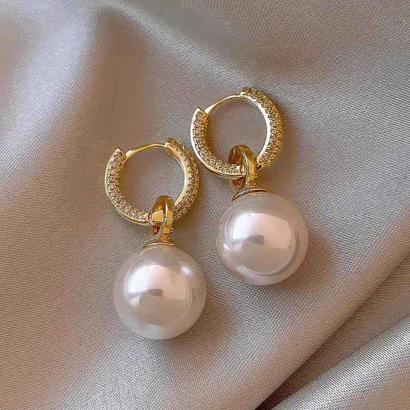 Pendientes colgantes de perlas tahitianas blancas grado AAA Fiorals, plata 925 rodiada, engaste pavé, bola, joyería de moda para mujer, boda