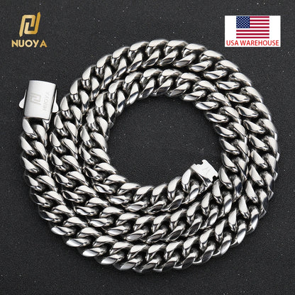 NUOYA Joyería de rapero moderna Collar de hip hop Diseño personalizado Collar de cadena cubana para hombres y mujeres Logotipo personalizable