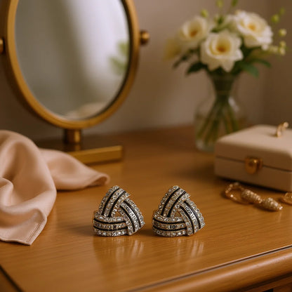 Aretes de oro laminado geométricos con pedrería de cristal, palabra "Love", joyería de fiesta de moda para mujer
