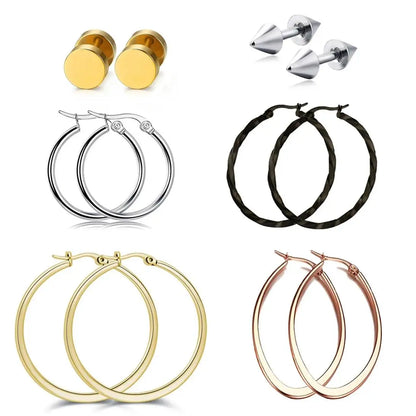 Showfay Color Dorado Simple Elegante Acero Inoxidable Aretes de Botón Set para Mujeres Niñas Uso Diario Fiesta Festival Joyería Casual Regalo