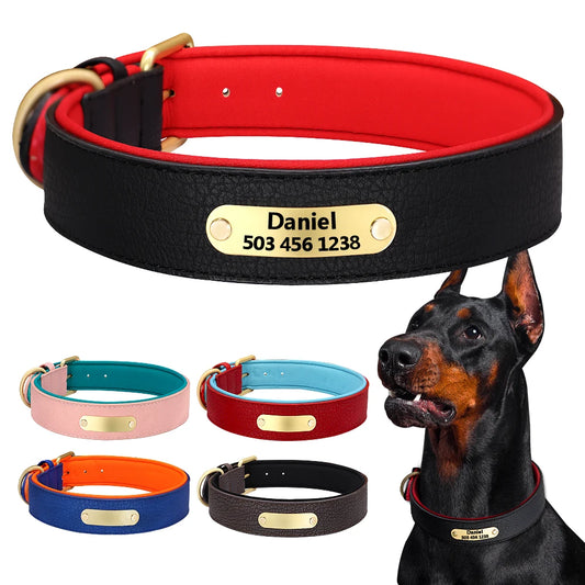 Collar de perro personalizado con grabado, placa de identificación para cachorro, collar acolchado para perros pequeños, medianos y grandes, Pitbull Bulldog Correa Perro