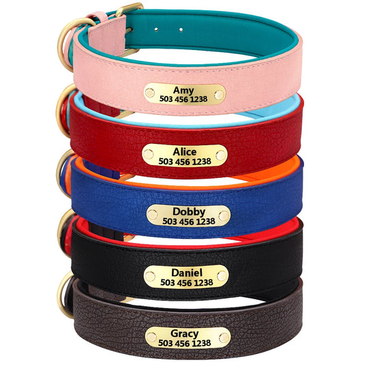 Collar de perro personalizado con grabado, placa de identificación para cachorro, collar acolchado para perros pequeños, medianos y grandes, Pitbull Bulldog Correa Perro