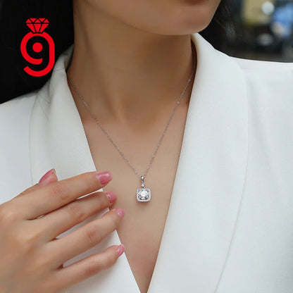 Fine Jewelry 925 Sterling Silver Wedding Jewelry Moissanite Necklace 2Ct D Color VVS1 Pendant Women Link Chain Necklace