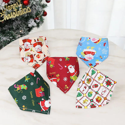 Christmas Dog Bandanas Christmas Tree and Santa Claus Dog Scarf for Boys and Girls Holiday Bandana for Cats Xmas Pet Accessories