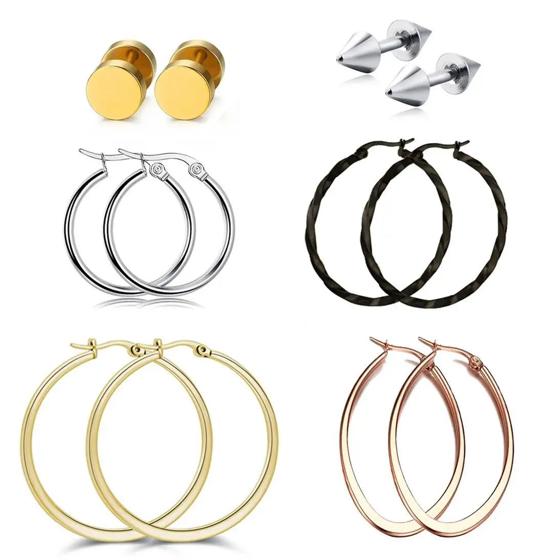Showfay Color Dorado Simple Elegante Acero Inoxidable Aretes de Botón Set para Mujeres Niñas Uso Diario Fiesta Festival Joyería Casual Regalo
