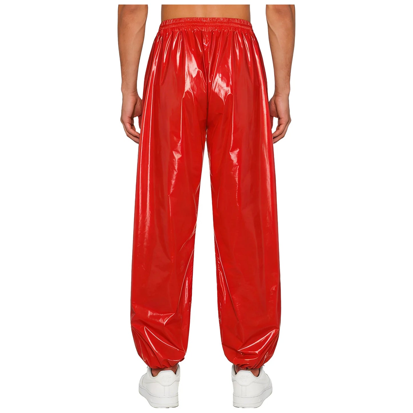 Pantalones Holgados Brillantes para Hombre Y2K con Cordón en la Cintura, Elástico en la Cintura, Bolsillos Laterales, Pantalones de Chándal Holgados y Brillantes, Disfraces de Hip Hop