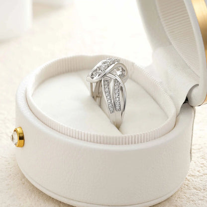 Newshe Anillos de compromiso de plata 925 para mujer, diseño de nudo único, circonita cúbica brillante AAAAA, anillo llamativo