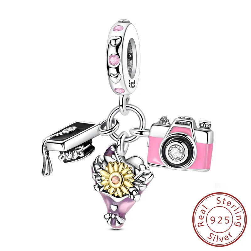 New 925 Sterling Silver Charms Bead Penguin Owl Bow Heart Charm Fit Original Pendant Bracelet Jewelry Making For Women Gift