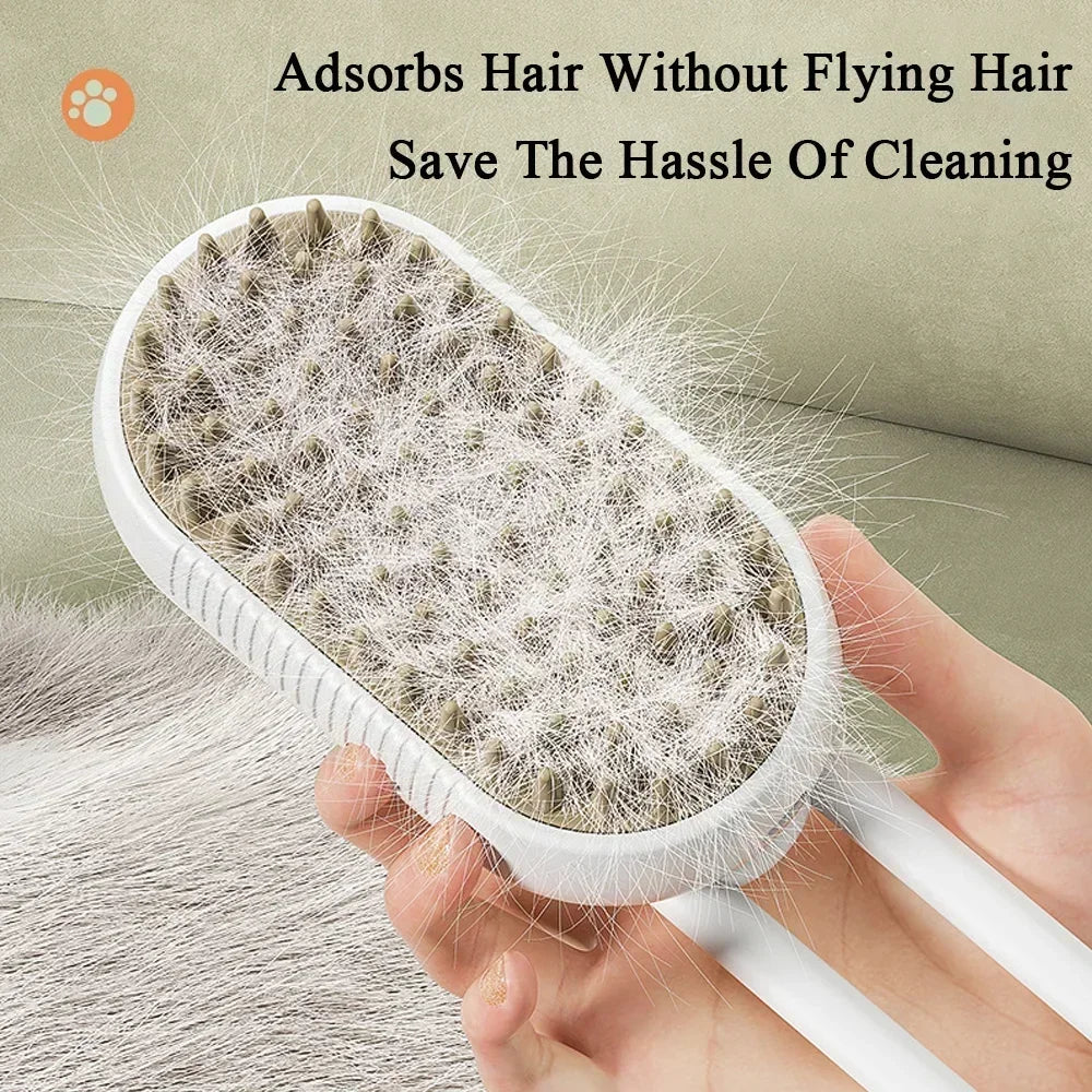 Cepillo de vapor giratorio para gatos y perros, peine eléctrico pulverizador para eliminar el pelo, cepillo de gato de silicona suave para masaje, peine de aseo, accesorios para mascotas