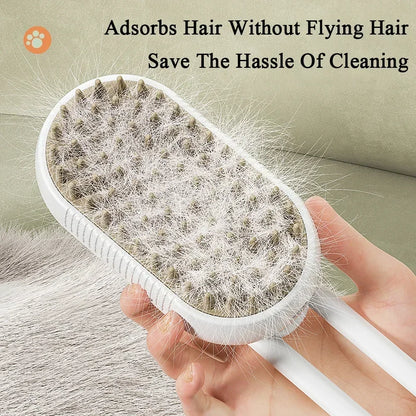 Cepillo de vapor giratorio para gatos y perros, peine eléctrico pulverizador para eliminar el pelo, cepillo de gato de silicona suave para masaje, peine de aseo, accesorios para mascotas