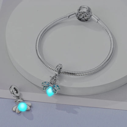 New Arrivals Silver Plated Cute Pet Moon Luminous Firefly Charms Fit Original Bangle Beads Pendent Dangle Bracelet DIY Jewelry