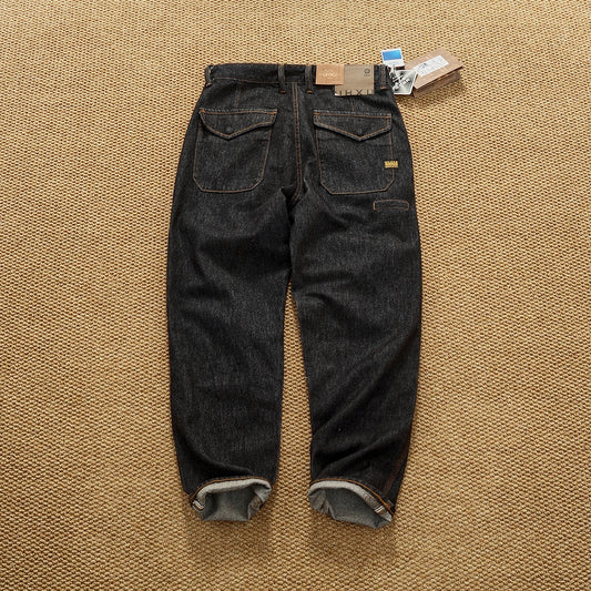 Jeans cónicos casuales rectos lavados de mezclilla de alta gama con corte 3D, peso pesado, estilo retro americano, cómodos, a la moda para hombres, Otoño 2025
