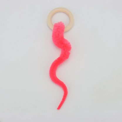 Plush Long Tail Ball Cat Toy Training Cat Interactive Ball Wood Ring Pet Toy