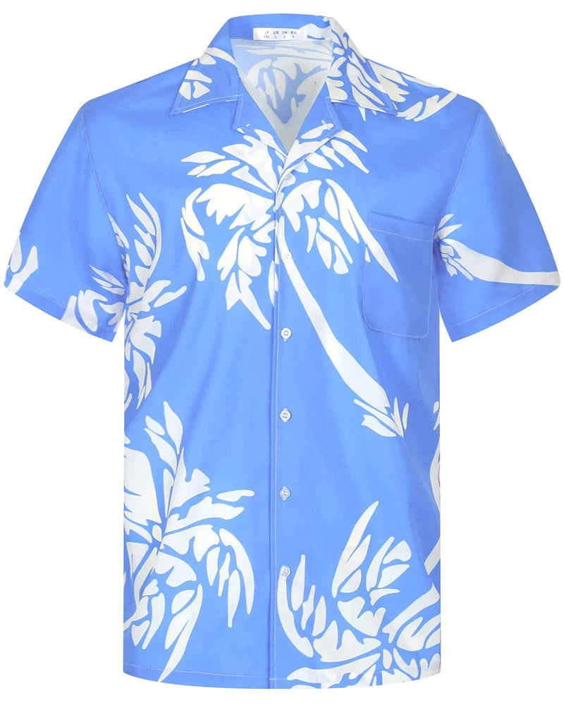 Camisas Hawaianas de Verano para Hombre, Manga Corta, Botones, Estampado de Árboles de Coco, Camisa Casual de Playa Aloha Tallas Grandes 6XL, Ropa para Hombre