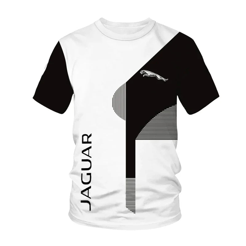 Camisetas Jaguar para hombre y mujer, ropa de calle con estampado de carreras 3D, deportiva, casual, a la moda, oversize, cuello redondo