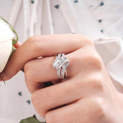 Newshe Anillos de compromiso de plata 925 para mujer, diseño de nudo único, circonita cúbica brillante AAAAA, anillo llamativo