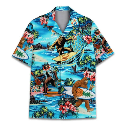 3D Printed Monkey Floral Leaf Hawaiian Shirt Men Orangutan Graphic Blouse Summer Holiday Short Sleeves Street Beach Aloha Shirts